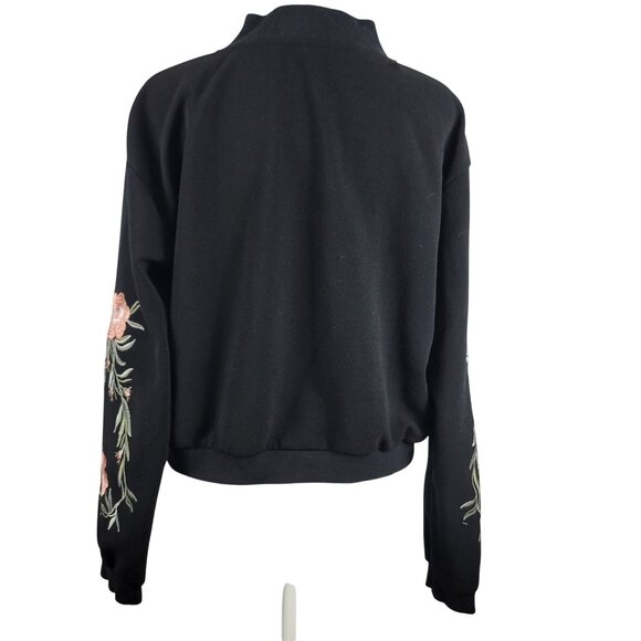 Floral Embroidery Streetwear Jacket L Casual Fall Dark Fairycore Romantic Grunge - Picture 6 of 16